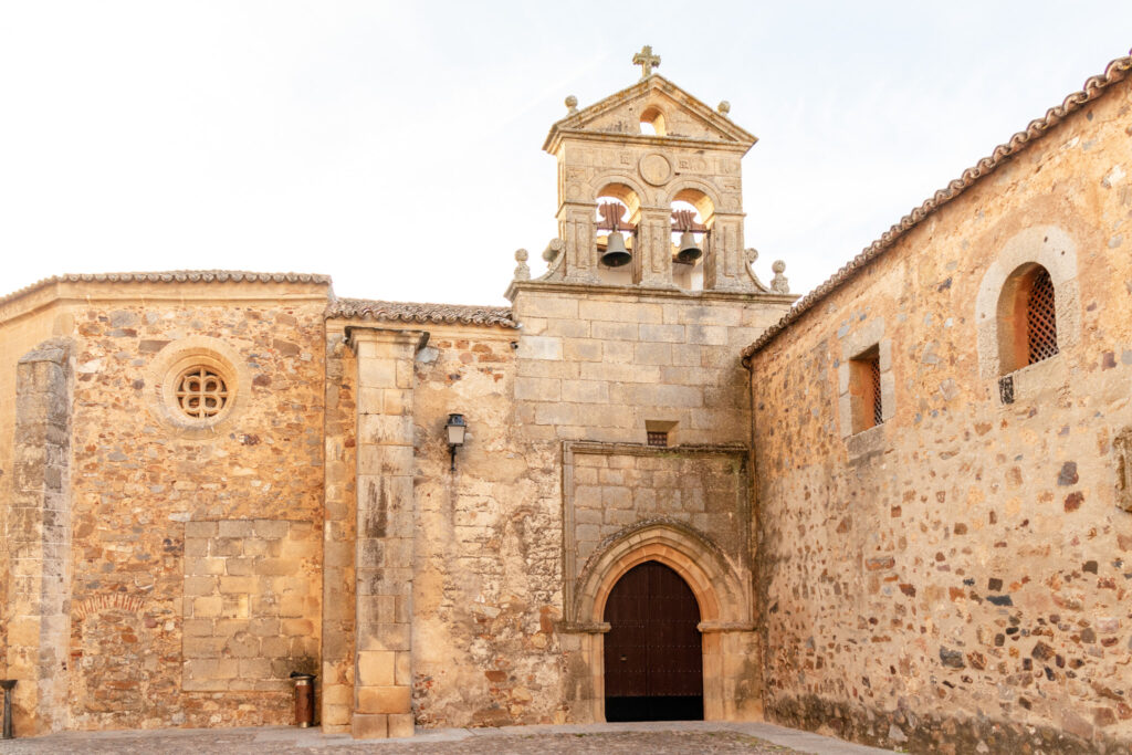 exterior of Palace and Tower of Cigüeñas in caceres spain