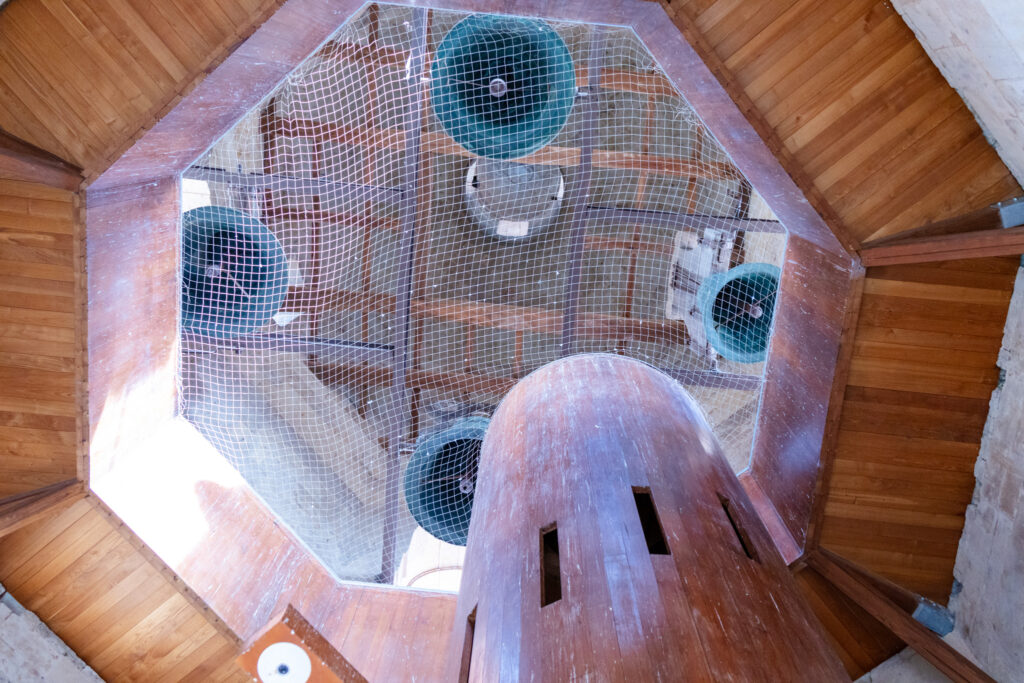 view of bells above in scala coeli salamanca spain