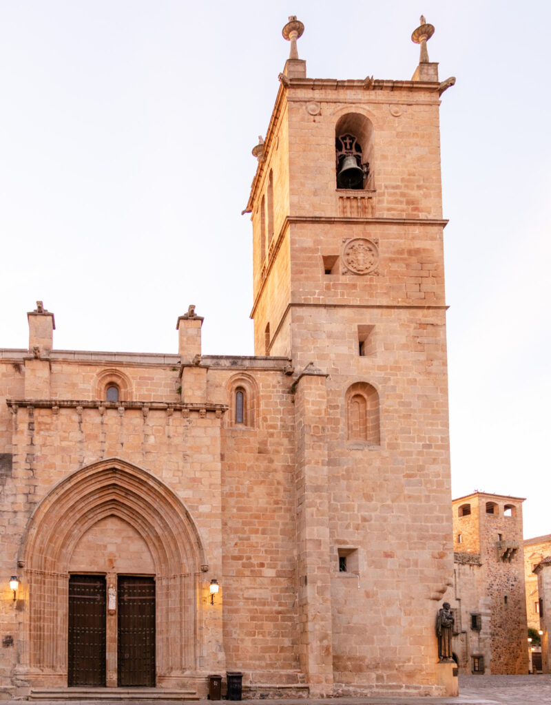 exterior of caceres cathedral spain