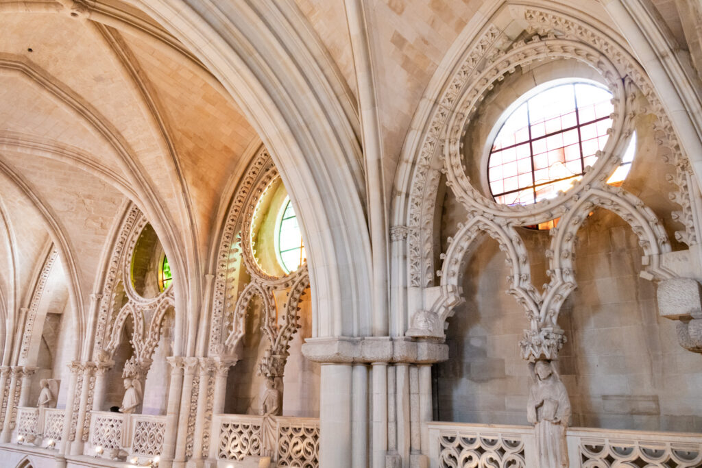 view of ornate windows in Cuenca spain cathedral