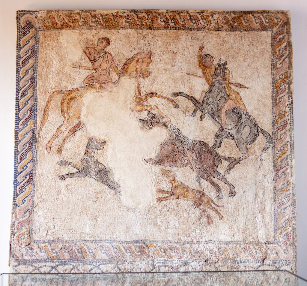 mosaic of hordes fighting in caceres museum spain