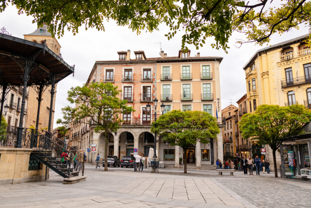 plaza mayor Segovia with the bandstand