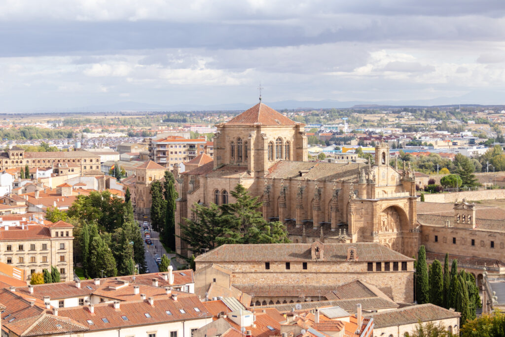 view of convent de san Esteban from scala coeli salamanca spain