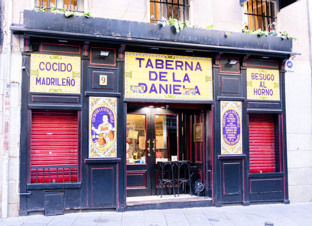 closed exterior of taberna de la daniela madrid spain 