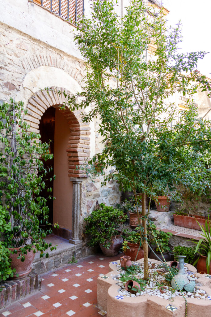 view of courtyard of Arab house in caceres spain