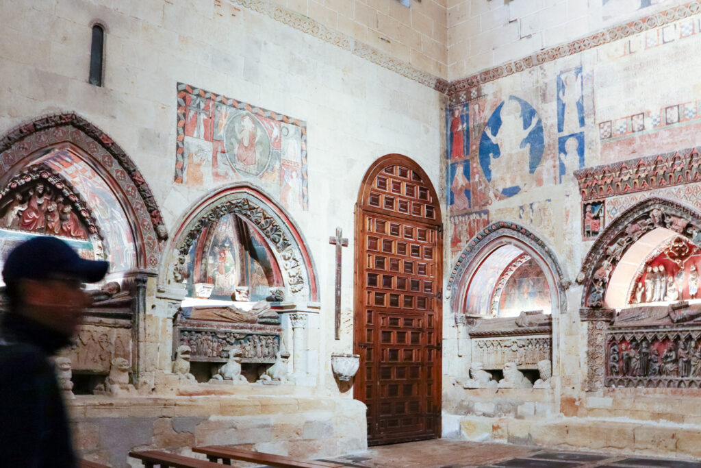 colorful painted tombs old Salamanca cathedral 