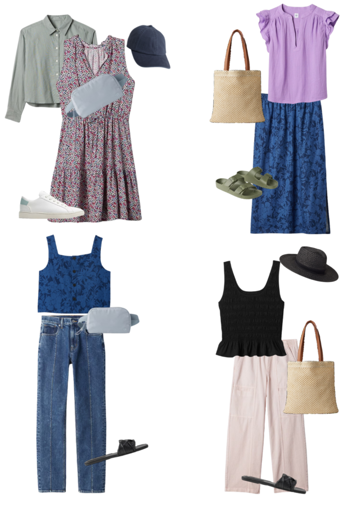 outfits for the travel capsule wardrobe summer