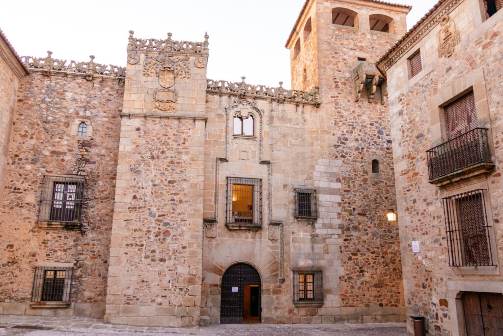 Santa Maria plaza in caceres spain beautiful stone buildings