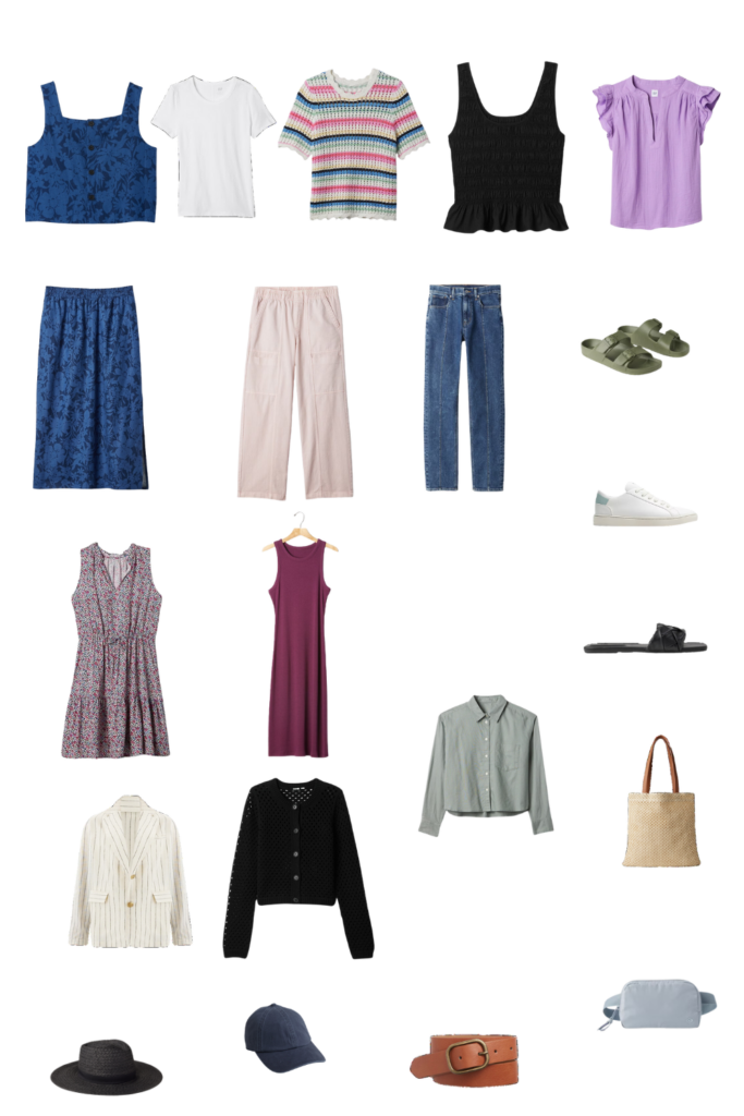 clothing for the summer travel capsule wardrobe