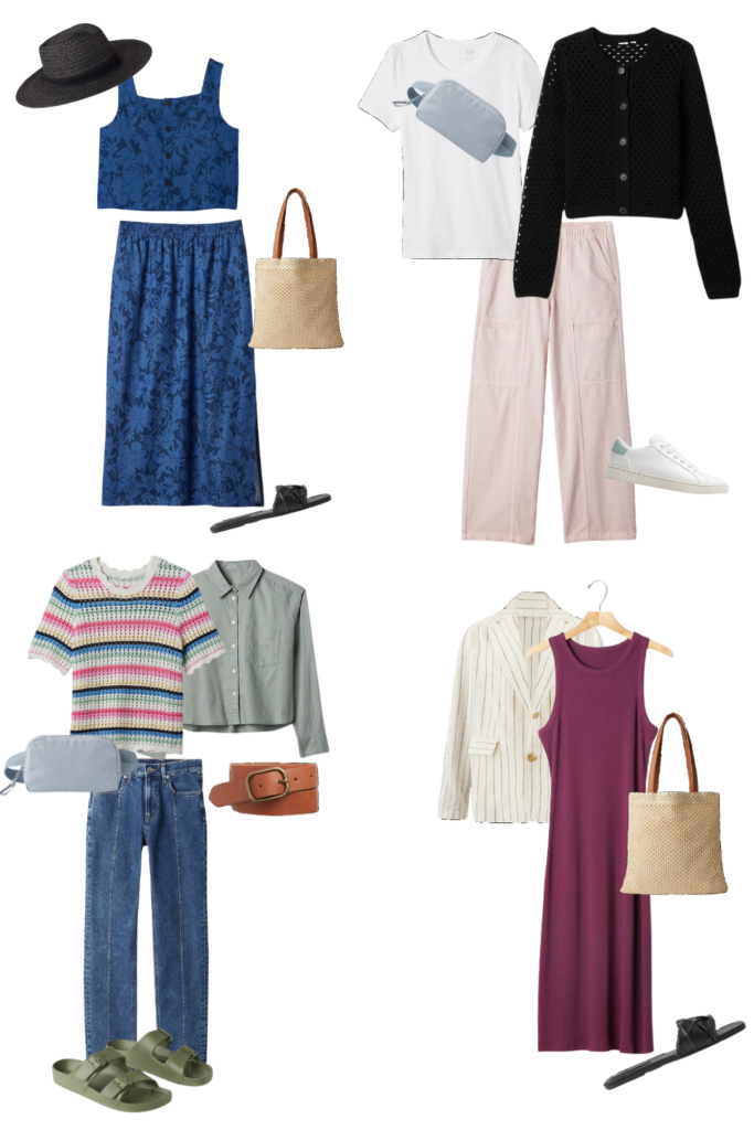 outfits for the travel capsule wardrobe summer