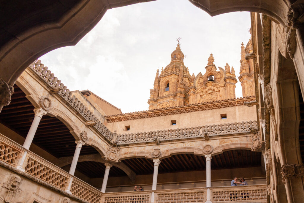 view of the celerecia in Salamanca from the courtyard of Casa de las conchas 