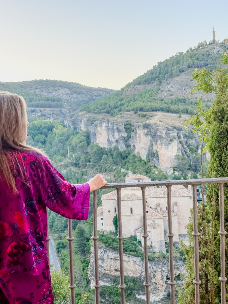 looking at parador from hotel balcony in cuenca, spain