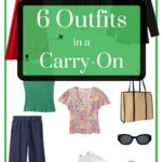 in red, pink, and green clothing options for what to pack for a weekend trip overlay says 6 outfits in a carry-on