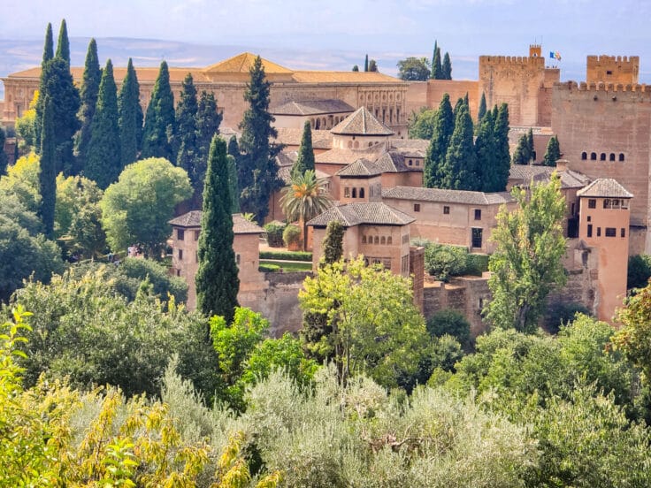 skyline of alhambra in granada spain