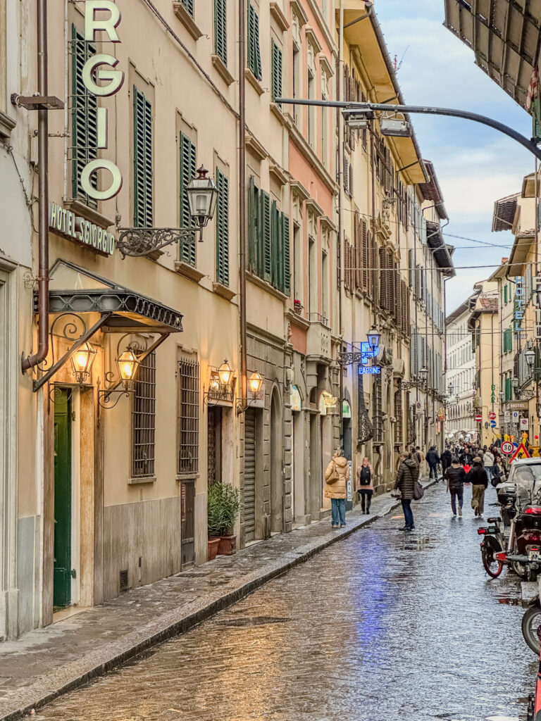 florence italy street in the rain