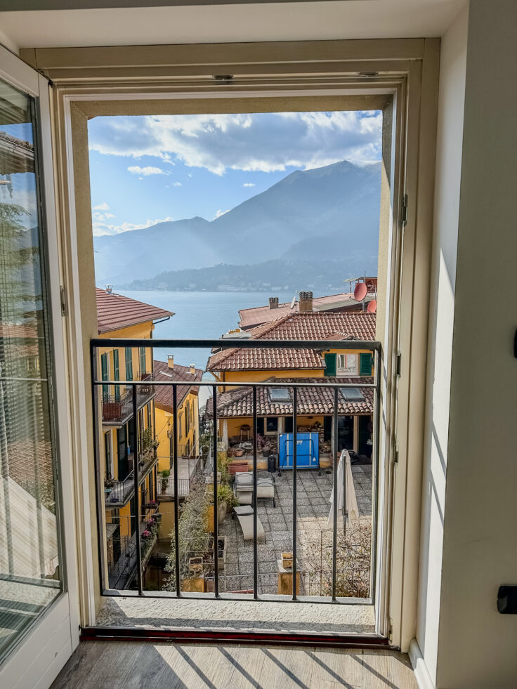 como italy view of town and mountains from hotel