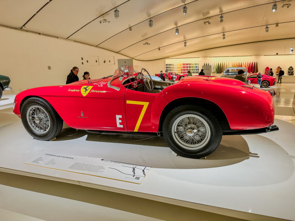 vintage red ferrari in museum modena italy