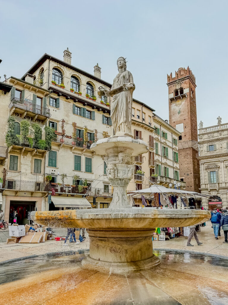 fountain in the piazza erbe in Verona italy