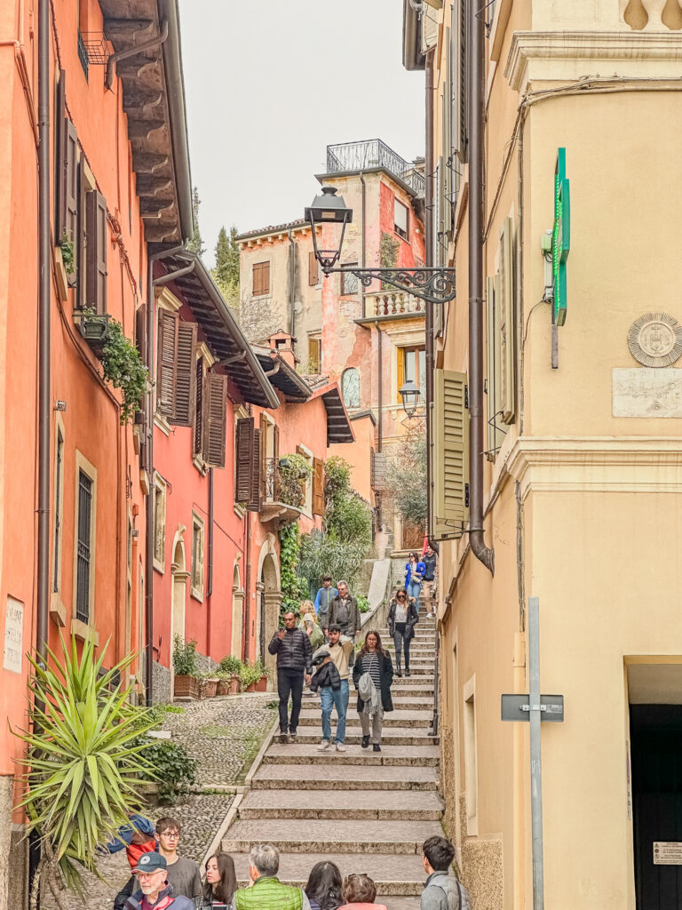 path to the verona castle through red buildings