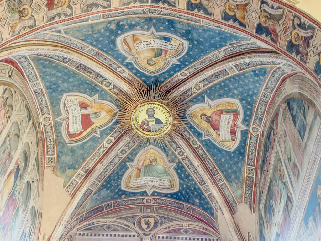 painted dome inside santa croce church florence italy