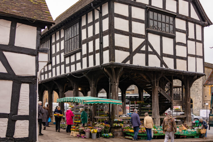 market house market day Ledbury england