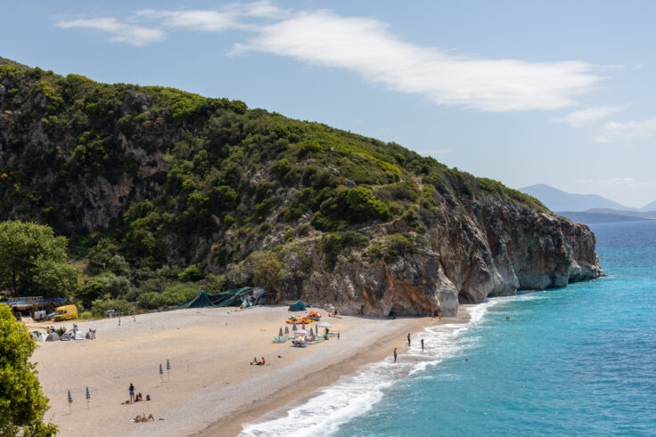 view of Gjipe beach for your Albanian riviera itinerary