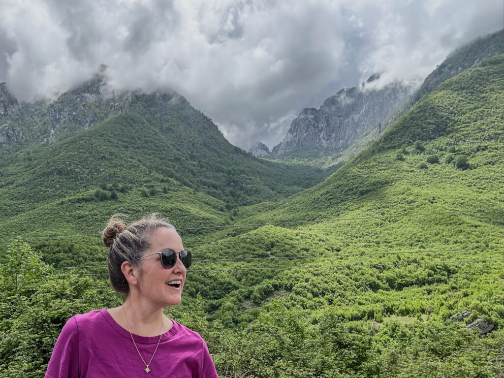 author with northern albania mountains in the background