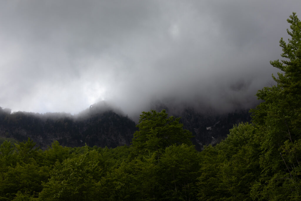 fog in northern albania mountains