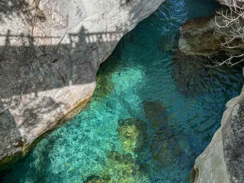 crystal clear river water near syri kalter theth blue eye